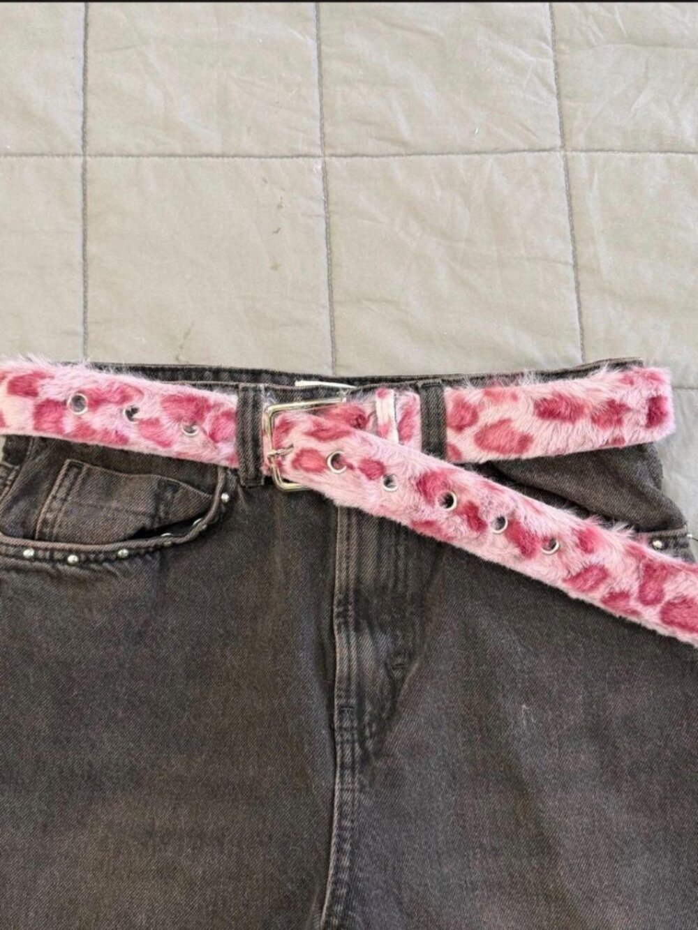 Coquette Pink Leopard Faux Fur Belt